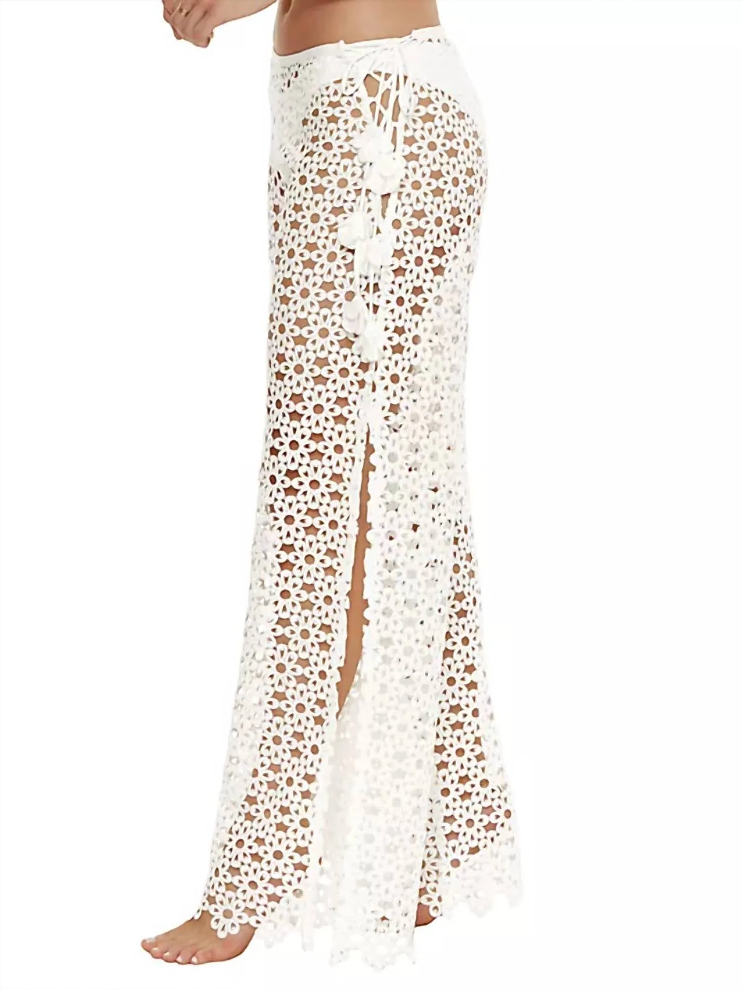 Chateau Blumenmuster Mesh Überwurfhose in Vanille