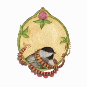 Chickadee of Clover Art Print framed wall decor