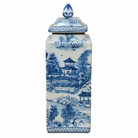 Chinoiserie Porcelain Square Jar home display ornament