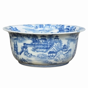 Chinoiserie Scallops Porcelain Basin home display ornament