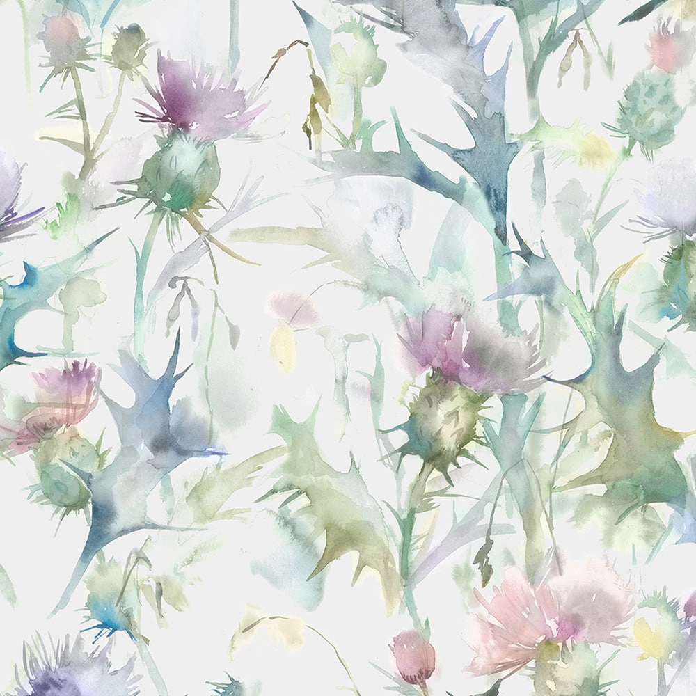 Cirsium Linen Printed Made to Measure Curtains Damson