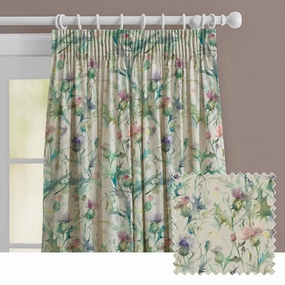 Cirsium Linen Printed Made to Measure Curtains Damson patterned fashion rug  