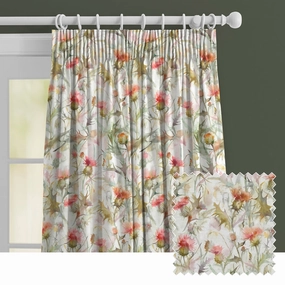 Cirsium Linen Printed Made to Measure Curtains Russet patterned fashion rug  