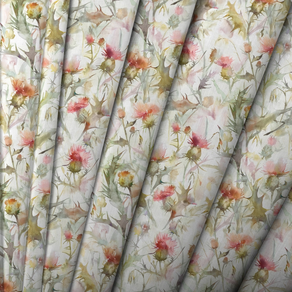 Cirsium Linen Printed Made to Measure Curtains Russet