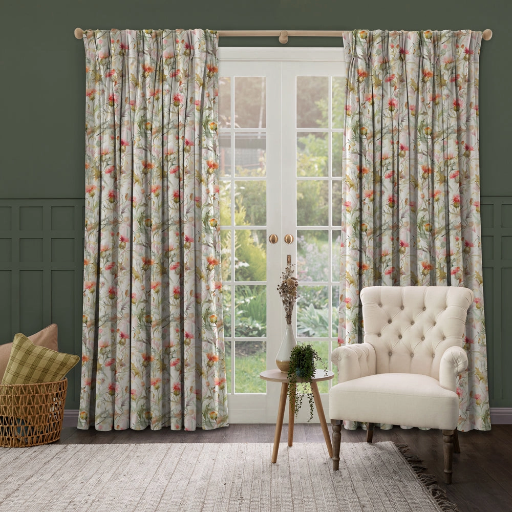 Cirsium Linen Printed Made to Measure Curtains Russet
