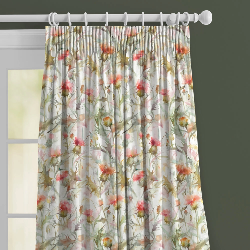 Cirsium Linen Printed Made to Measure Curtains Russet