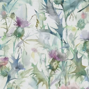 Cirsium Printed Cotton Fabric (By The Metre) Damson elegant table cloth  