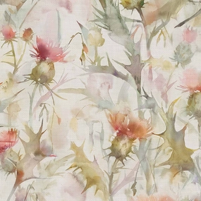 Cirsium Printed Cotton Fabric (By The Metre) Russett/Cream elegant table cloth  
