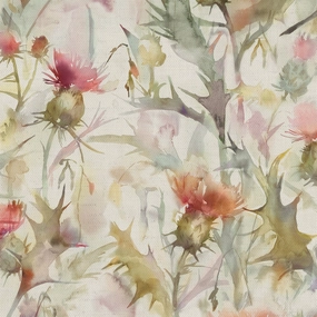Cirsium Printed Cotton Fabric (By The Metre) Russett/Natural elegant table cloth  
