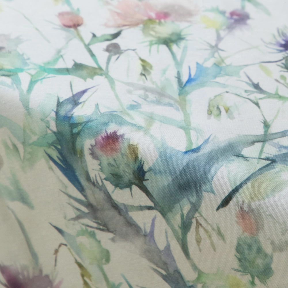 Cirsium Thistle Printed Oil Cloth Fabric (By The Metre) Damson