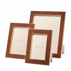 Classic Croc Leather Frame, Chestnut home display ornament