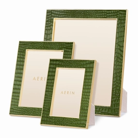 Classic Croc Leather Frame, Verde home display ornament