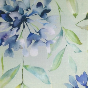 Clovelly Printed Cotton Fabric (By The Metre) Bluebell elegant table cloth  