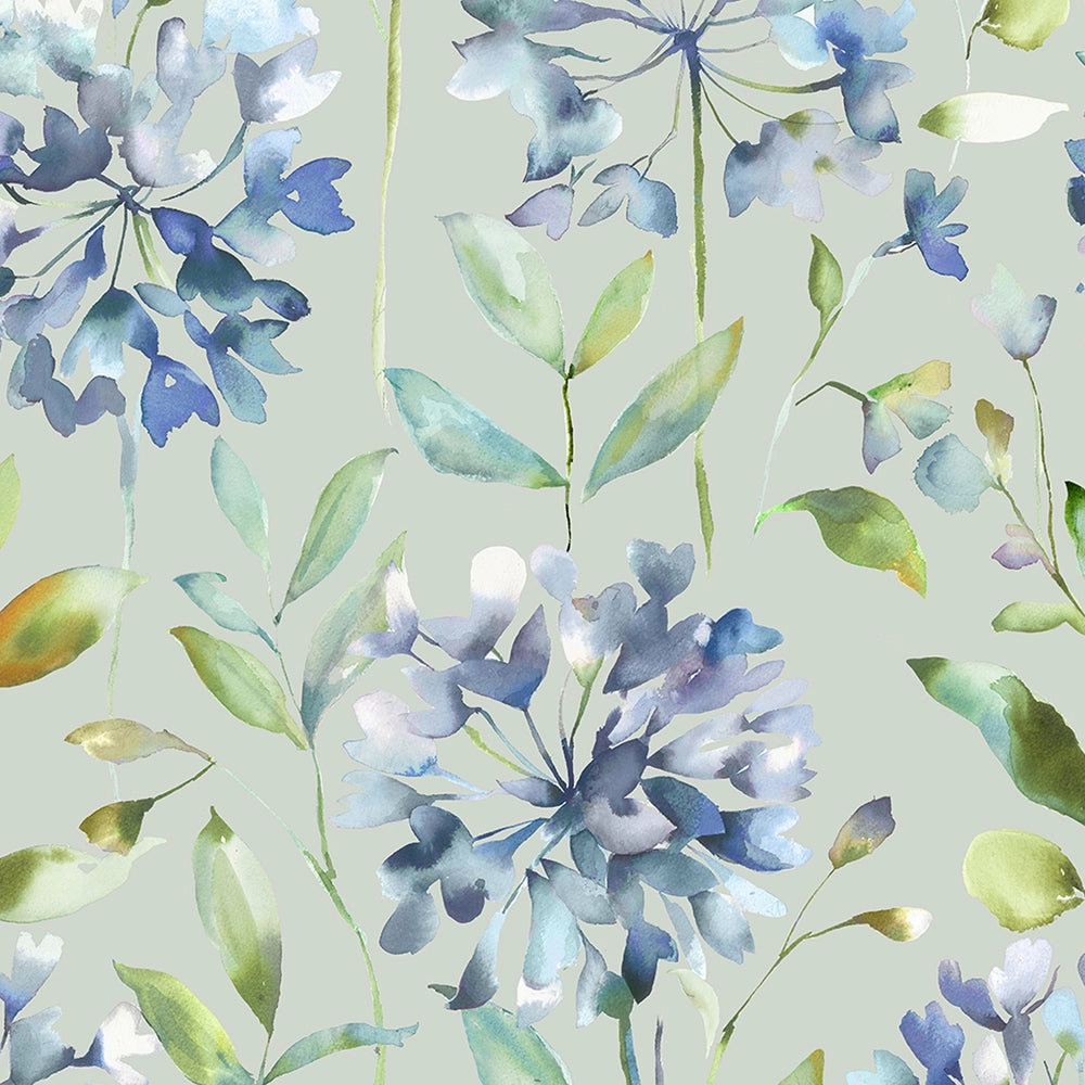 Clovelly Printed Made to Measure Curtains Bluebell