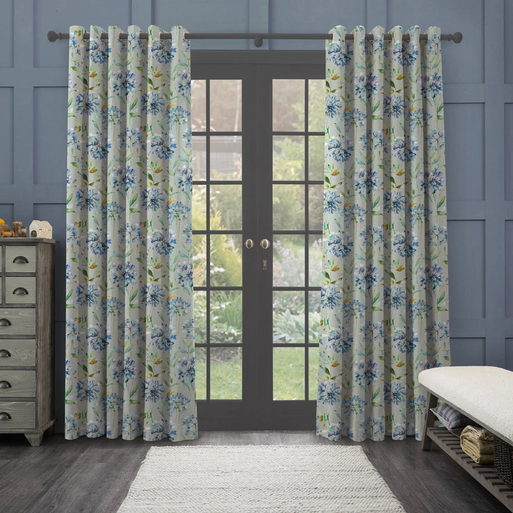 Clovelly Printed Made to Measure Curtains Bluebell