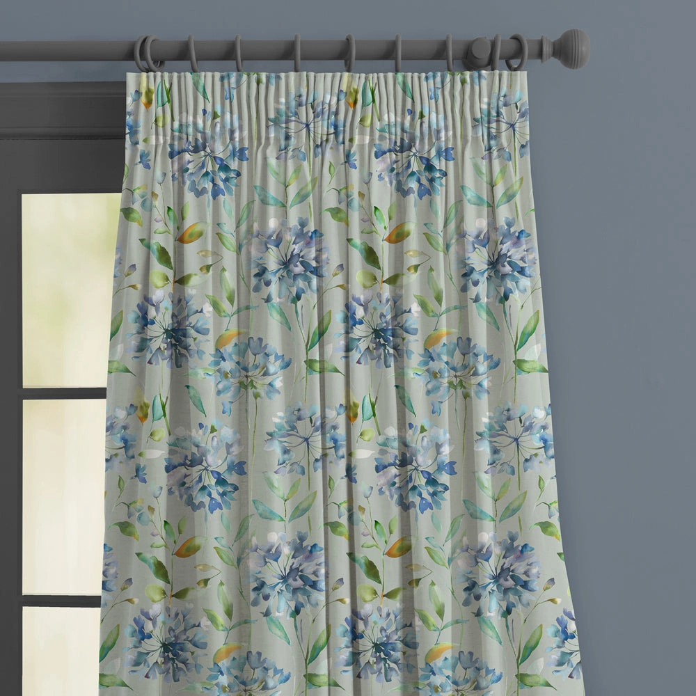 Clovelly Printed Made to Measure Curtains Bluebell