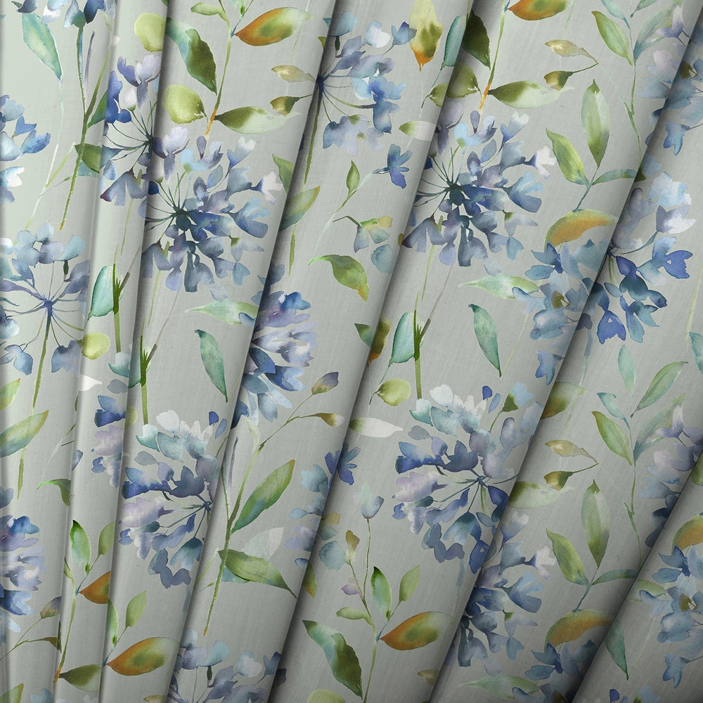Clovelly Printed Made to Measure Curtains Bluebell