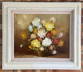 COLORFUL FLORAL IMPASTO OIL PAINTING BY G. MAUGES classic mural painting