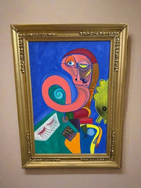 COLORFUL SURREALIST OIL PAINTING-PINK LADY BY AMELIA SHIPMAN classic mural painting