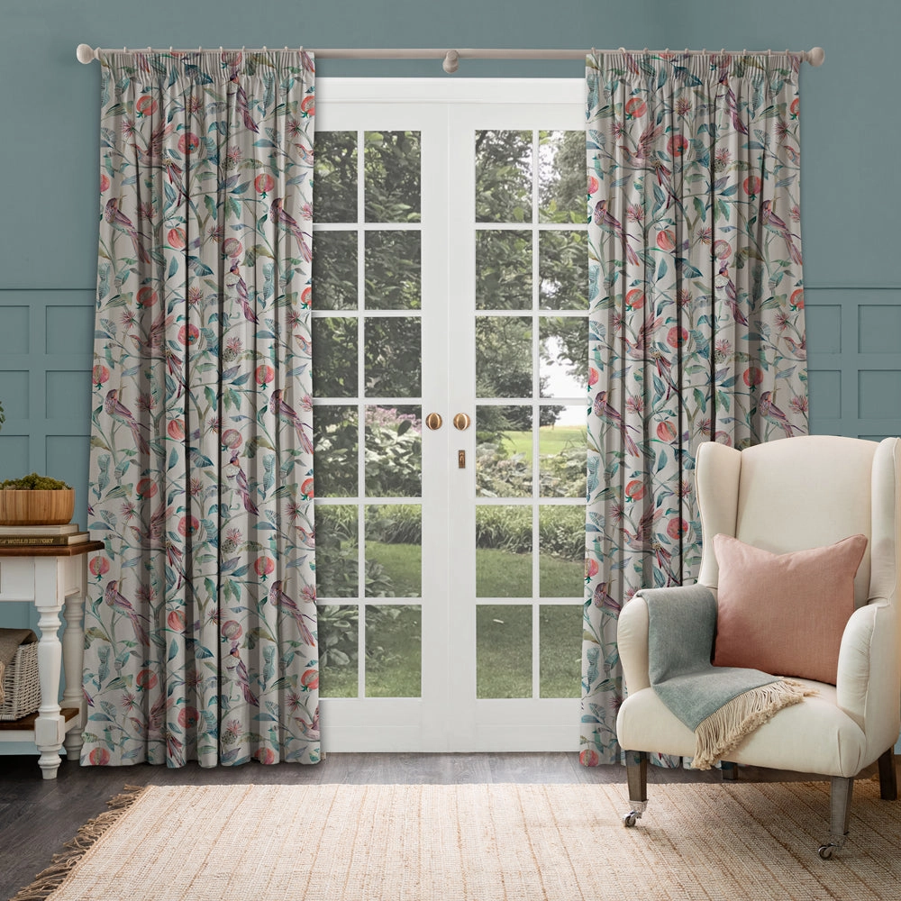 Colyford Ann Printed Made to Measure Curtains Loganberry