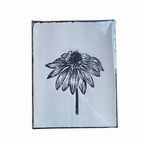 Coneflower Linocut Print framed wall decor
