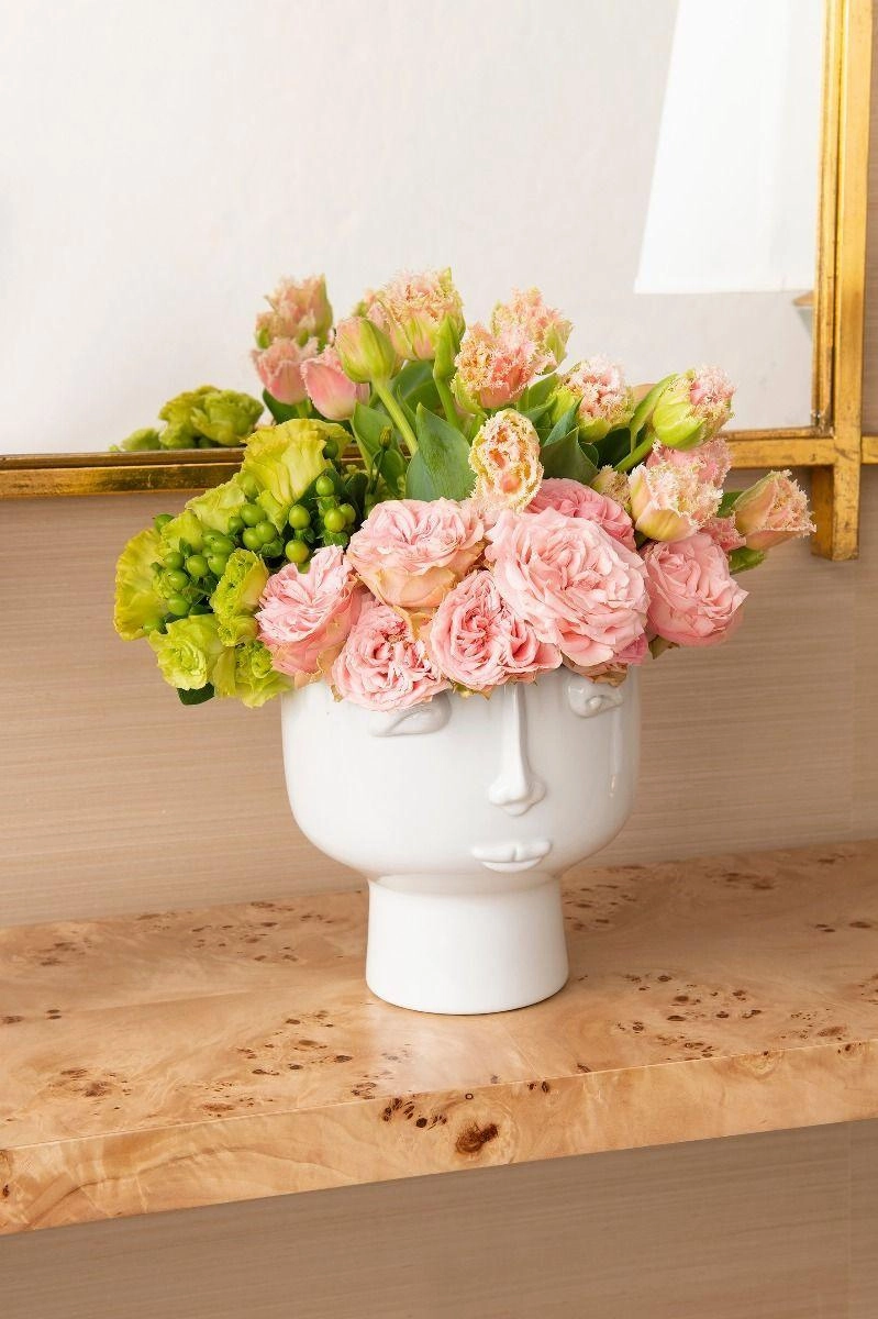 Cool White Vase With Surrealist Face