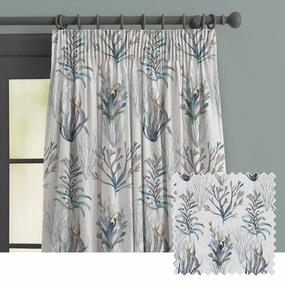 Coral Reef Cream Printed Made to Measure Curtains Slate patterned fashion rug  