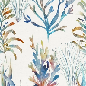 Coral Reef Printed Cotton Fabric (By The Metre) Cobalt elegant table cloth  