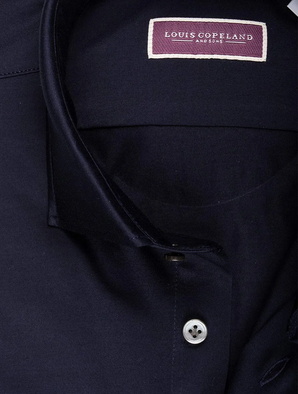 Baumwoll-Stretch-Hemd Marineblau