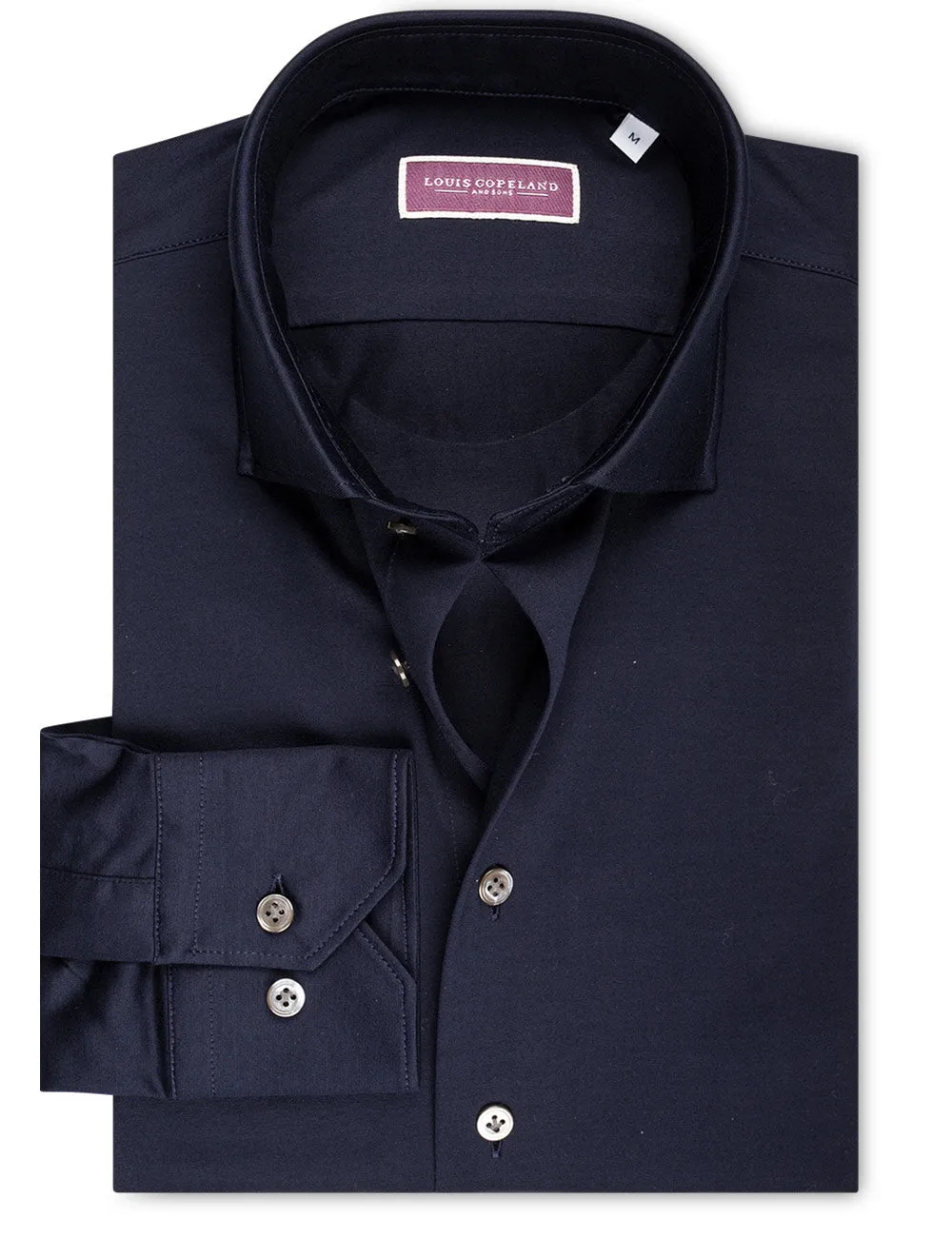 Baumwoll-Stretch-Hemd Marineblau