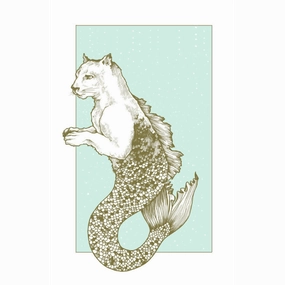 Cougar-Mermaid 11x17 Print framed wall decor