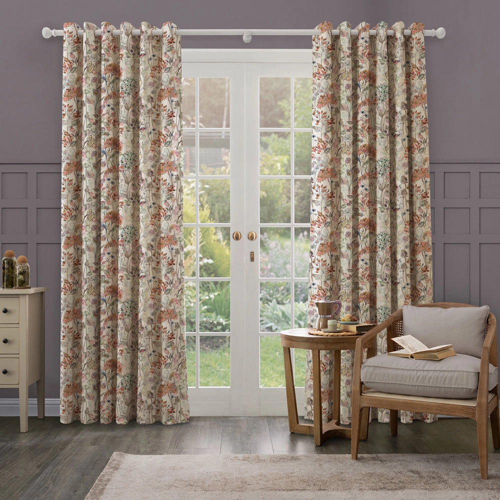 Country Hedgerow Linen Printed Made to Measure Curtains Dusk