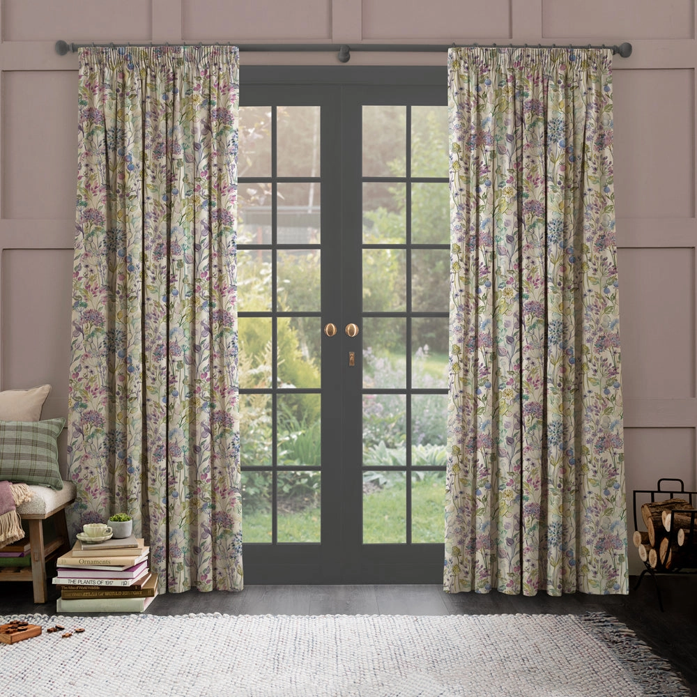 Country Hedgerow Linen Printed Made to Measure Curtains Lilac