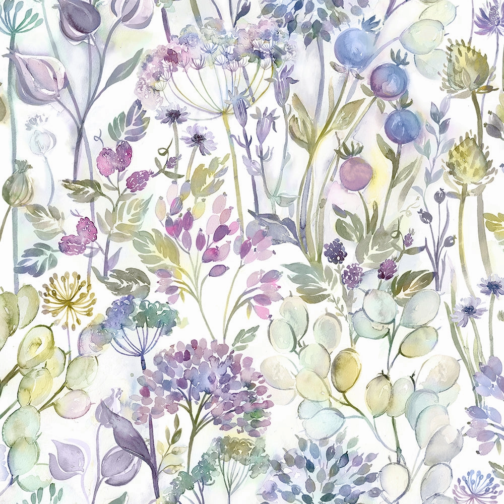 Country Hedgerow Linen Printed Made to Measure Curtains Lilac