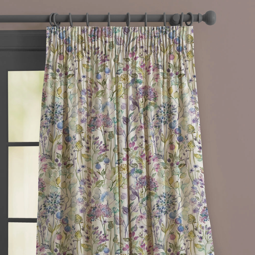 Country Hedgerow Linen Printed Made to Measure Curtains Lilac