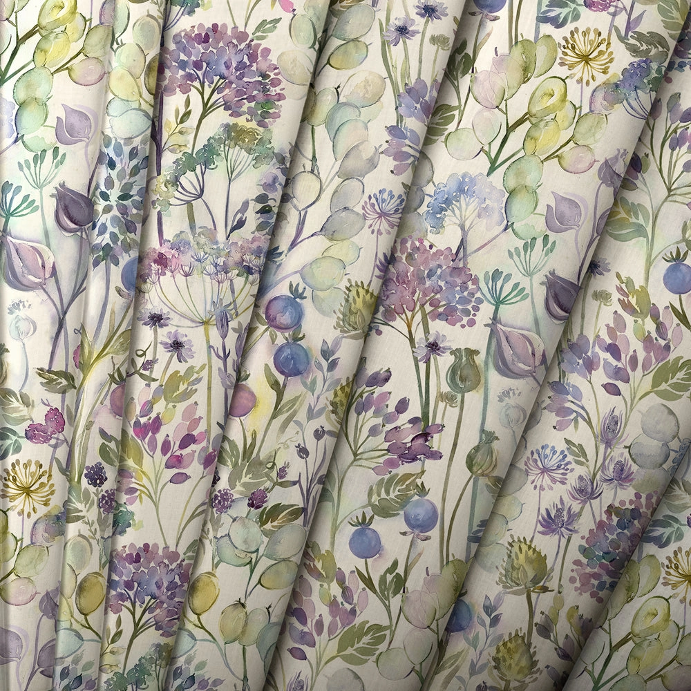 Country Hedgerow Linen Printed Made to Measure Curtains Lilac