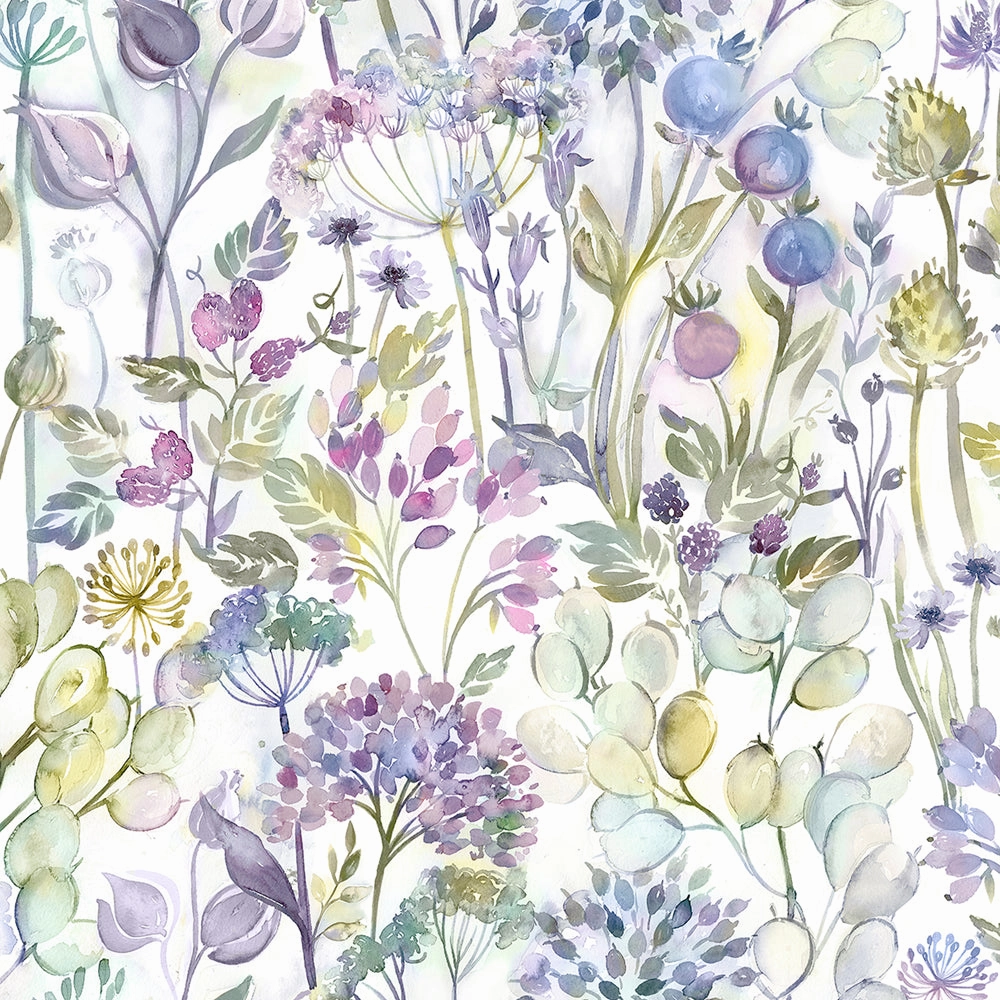 Country Hedgerow Linen Printed Made to Measure Curtains Lilac