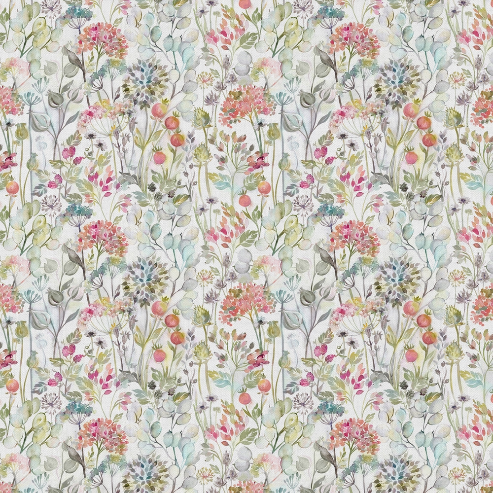 Country Hedgerow Printed Cotton Fabric (By The Metre) Coral/Cream