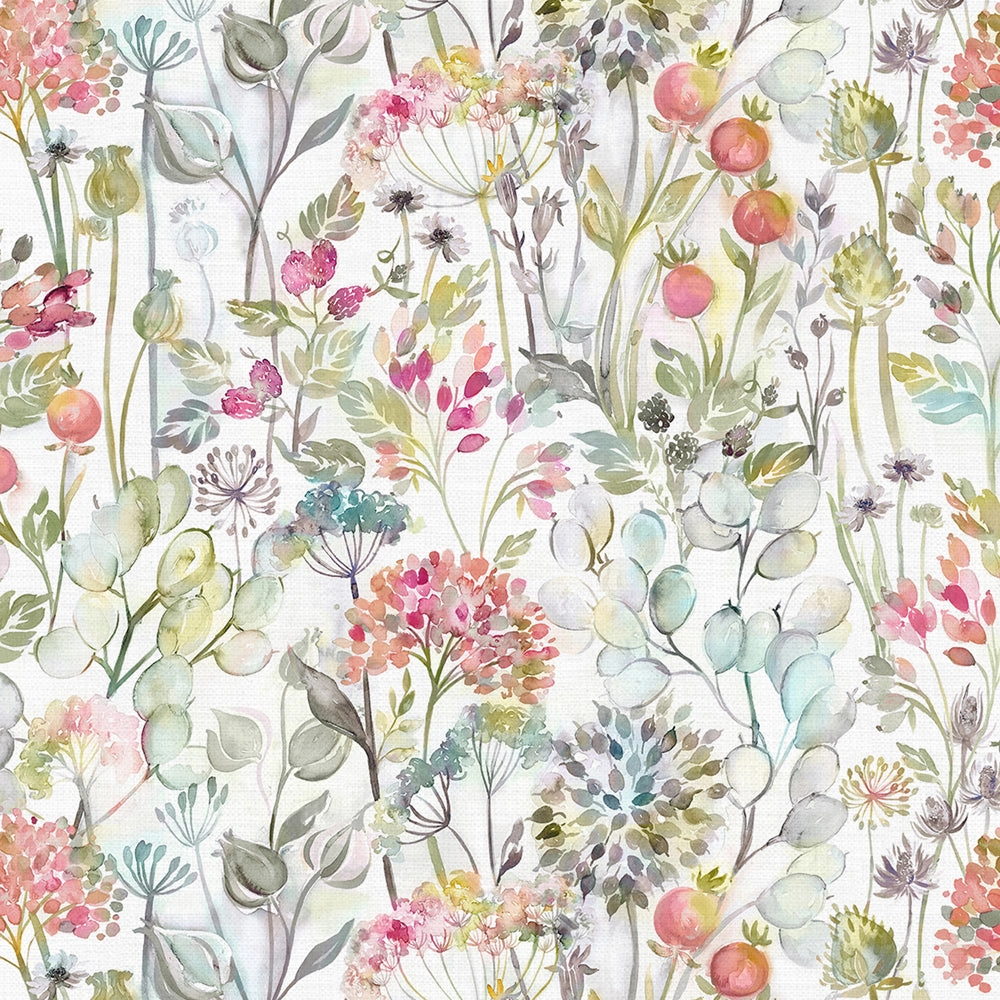 Country Hedgerow Printed Cotton Fabric (By The Metre) Coral/Cream elegant table cloth  