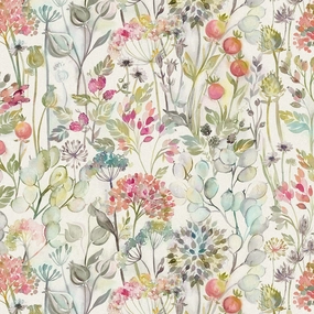 Country Hedgerow Printed Cotton Fabric (By The Metre) Coral elegant table cloth  