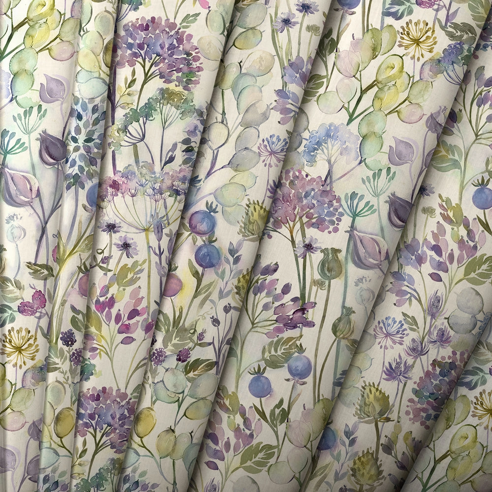 Country Hedgerow Printed Cotton Fabric (By The Metre) Lilac