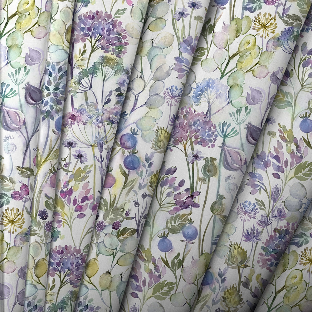 Country Hedgerow Printed Cotton Fabric (By The Metre) Lilac/Cream
