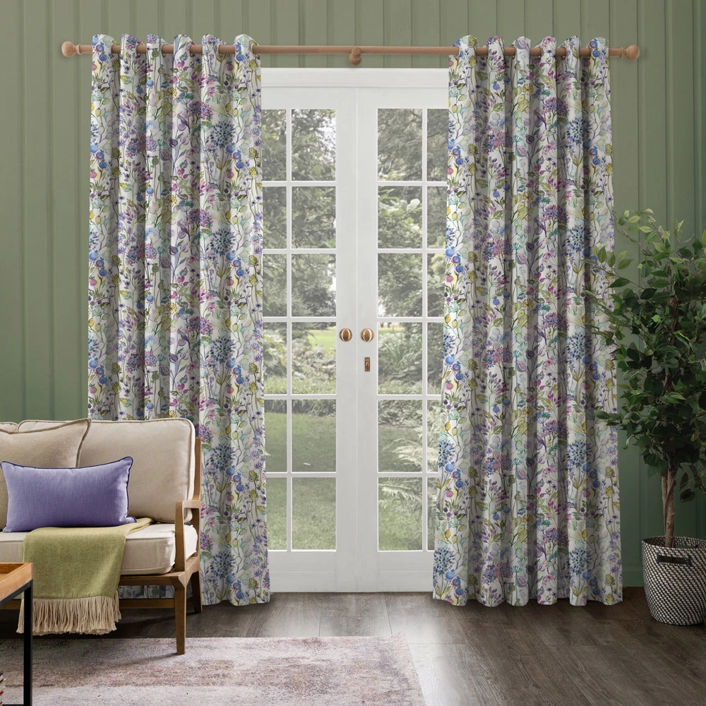 Country Hedgerow Printed Cotton Fabric (By The Metre) Lilac/Cream