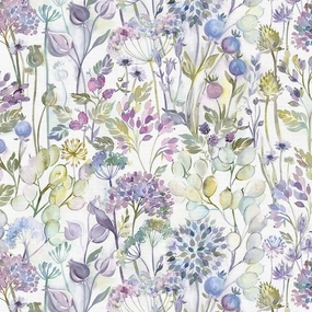 Country Hedgerow Printed Cotton Fabric (By The Metre) Lilac/Cream elegant table cloth  