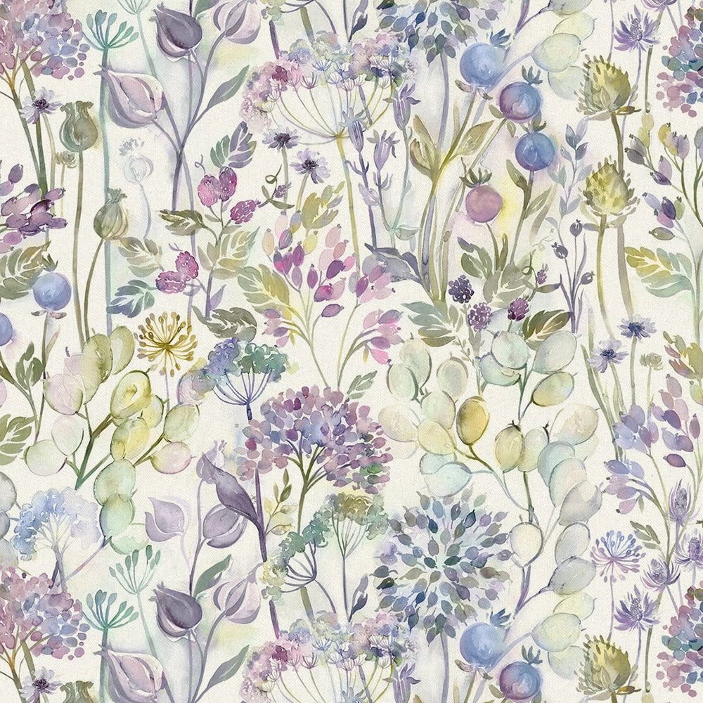 Country Hedgerow Printed Cotton Fabric (By The Metre) Lilac elegant table cloth  