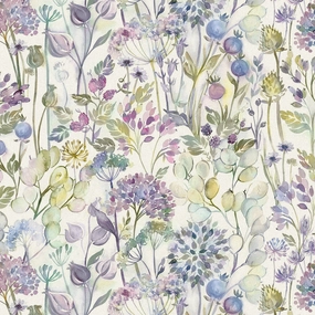 Country Hedgerow Printed Cotton Fabric (By The Metre) Lilac elegant table cloth  