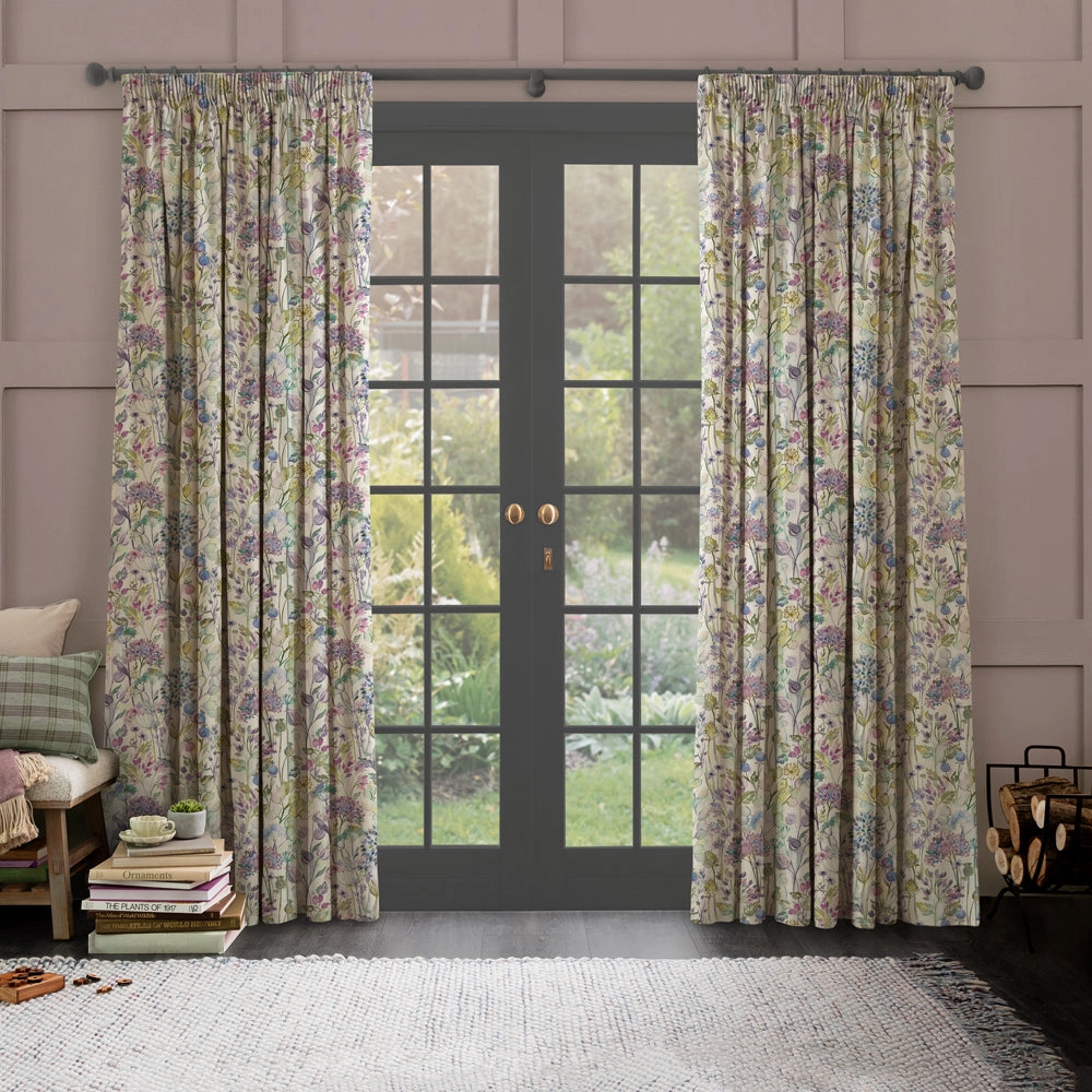 Country Hedgerow Printed Cotton Fabric (By The Metre) Lilac