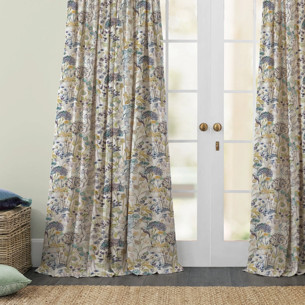 Country Hedgerow Printed Cotton Fabric (By The Metre) Violet/Cream