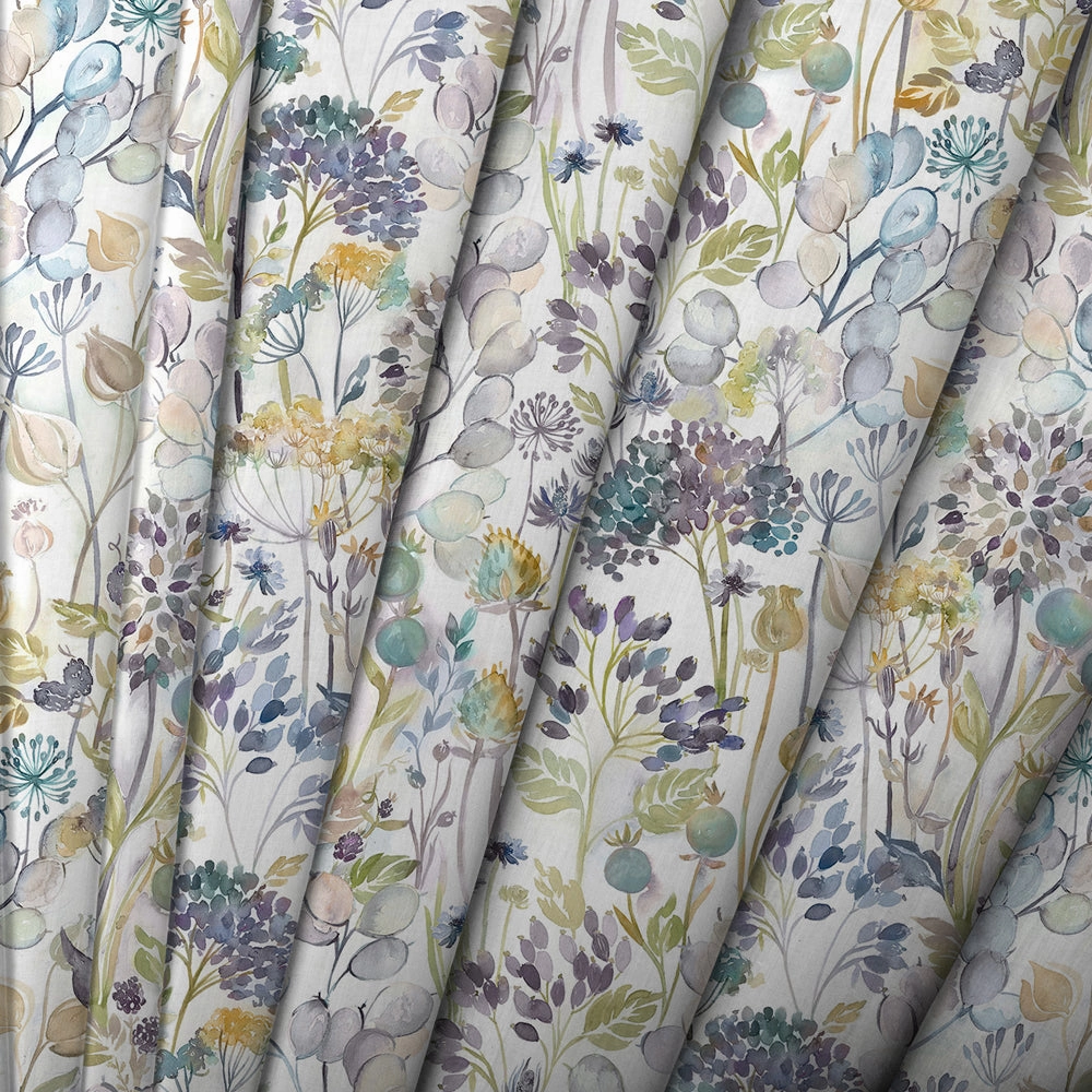 Country Hedgerow Printed Cotton Fabric (By The Metre) Violet/Cream