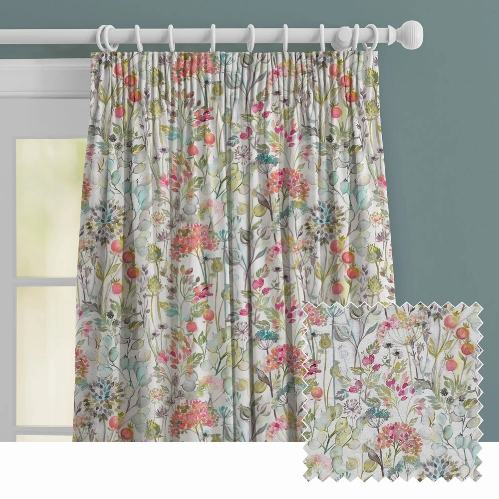 Country Hedgerow Printed Made to Measure Curtains Coral patterned fashion rug  